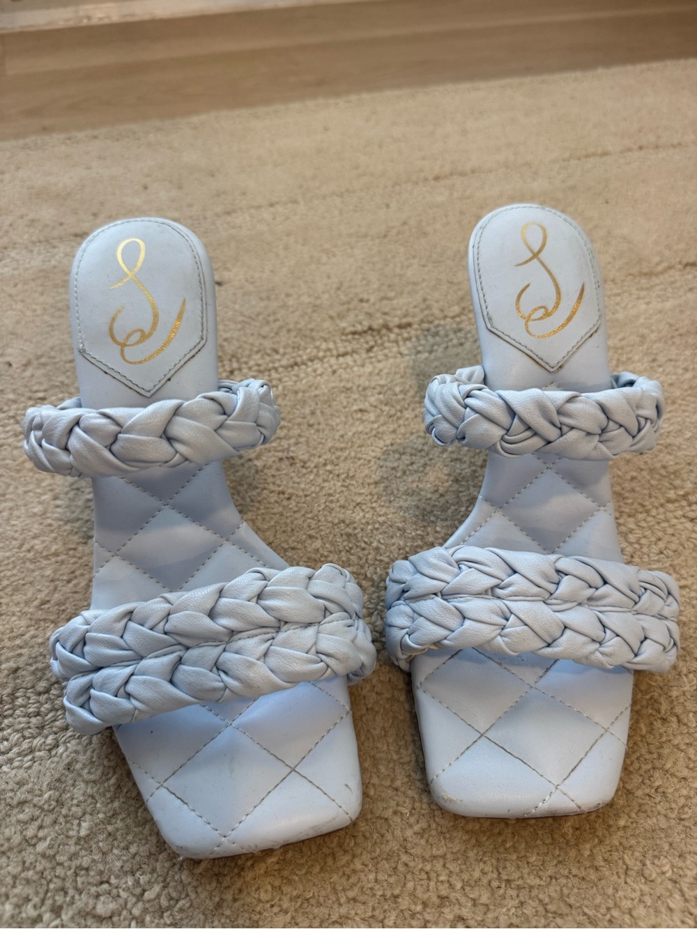 Sam Edelman Light Blue Braided Strap Heeled Sandals